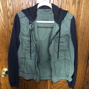 American Eagle Army Cargo + Hoodie Jacket